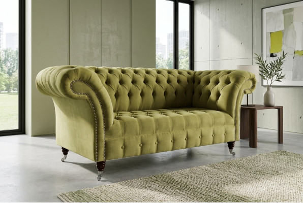 Green sofa couch upholstery Chesterfield seating furniture textile fabric leather couches new