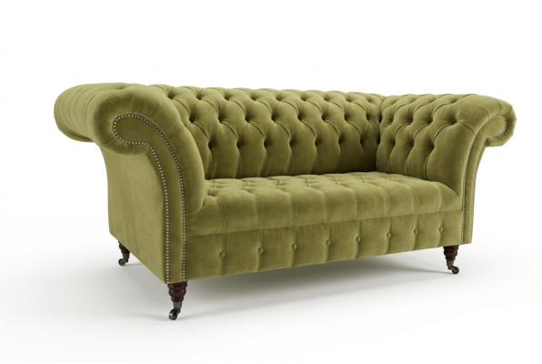 Green sofa couch upholstery Chesterfield seating furniture textile fabric leather couches new