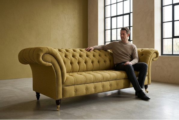 Yellow Couch Three-Seater Upholstered Design Sofa 3-Seater Seat Sofas Room Luxury Couches