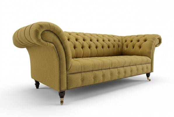 Yellow Couch Three-Seater Upholstered Design Sofa 3-Seater Seat Sofas Room Luxury Couches