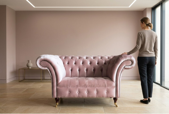 Armchair Upholstery Furniture Chesterfield Pink Couch Textile Leather Fabric Sofa Single Seater