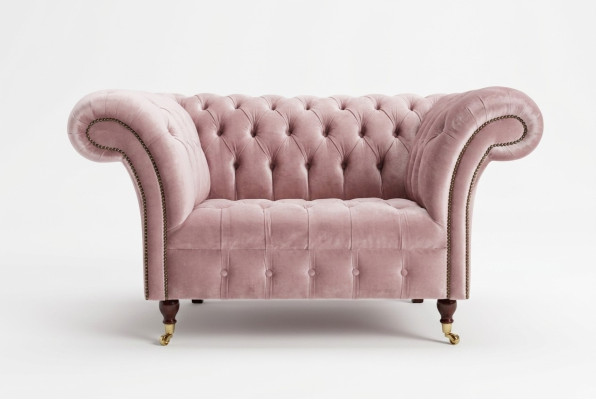 Armchair Upholstery Furniture Chesterfield Pink Couch Textile Leather Fabric Sofa Single Seater