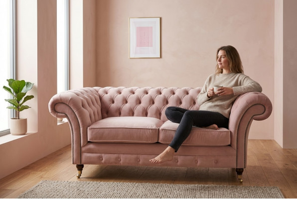 Classic Upholstered Furniture Chesterfield Couch Textile Leather Fabric Velvet Two-seater