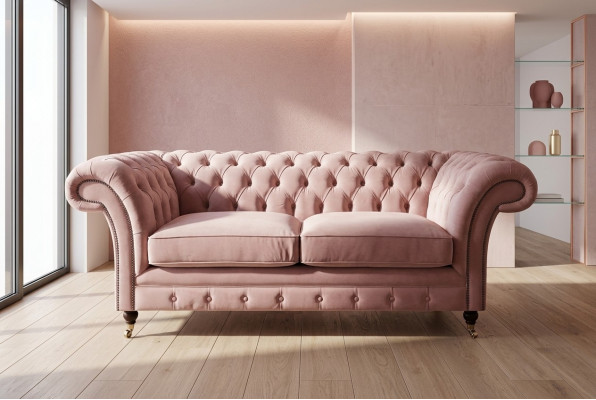 Classic Upholstered Furniture Chesterfield Couch Textile Leather Fabric Velvet Two-seater