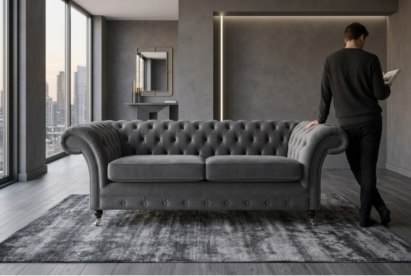 Three-seater couch upholstered design sofa 3-seater living room furniture