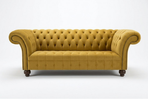 Designer Chesterfield Sofa Set Sofa Couch Upholstery Set in Velvet 4-piece.