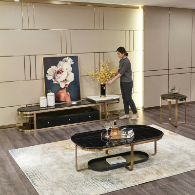 Living room set, sideboard, side table, coffee table, 3-piece table set, complete