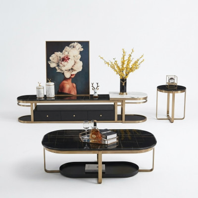 Living room set, sideboard, side table, coffee table, 3-piece table set, complete