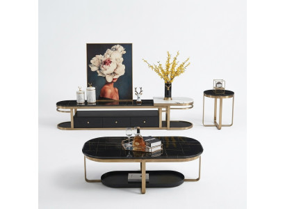 Living room set, sideboard, side table, coffee table, 3-piece table set, complete