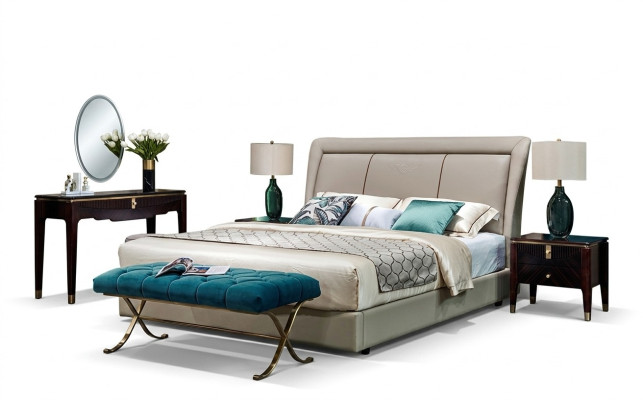 Classic bed 2x nightstand 3-piece bedroom set beds new luxury