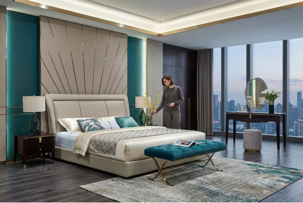Bed Beds Upholstery Double Marriage Luxury Leather Modern Designer Bedroom Furniture