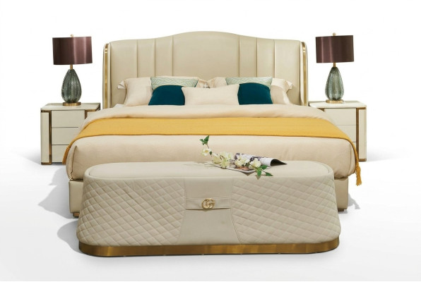 Bed upholstered bed luxury bedroom design beds textile leather bed frame