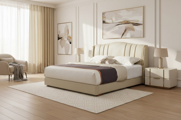 Upholstered bed double bed designer bed matrimonial bed bedroom leather bed new beds