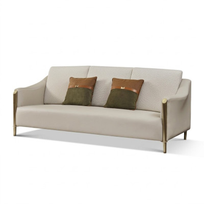Leather sofa textile fabric 3-seater couch design seating upholstery suite three-seater