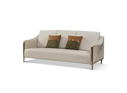 Leather sofa textile fabric 3-seater couch design seating upholstery suite three-seater