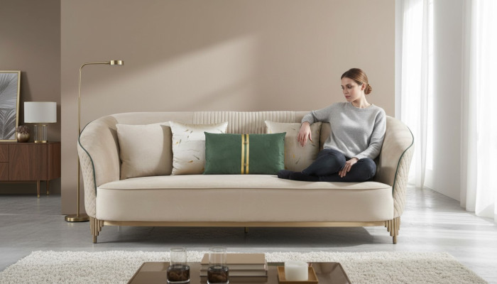 Three-seater 3-seater designer sofa upholstered sofas couches fabric textile leather