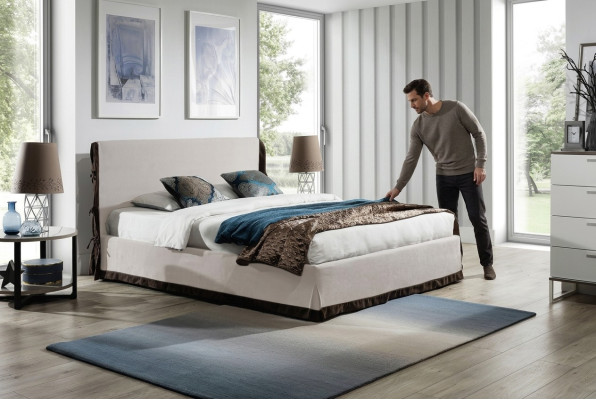 Classic style beds leather double hotel bed modern bedroom furniture wood