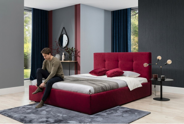 Bordeaux 160x200 bed bedroom beds textile leather hotel luxury upholstery big