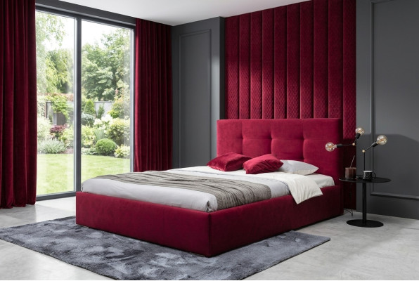 Bordeaux 160x200 bed bedroom beds textile leather hotel luxury upholstery big