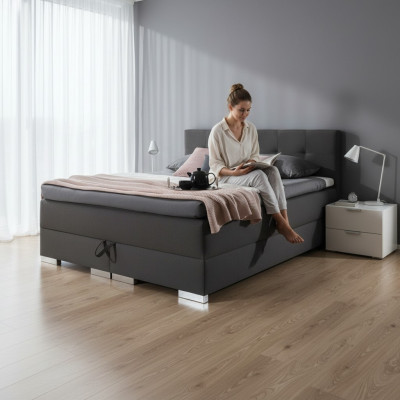 Upholstered XXL design bed made of textile leather baroque