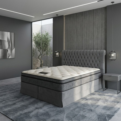 Gray luxury bedroom Chesterfield bed upholstery design luxury double beds