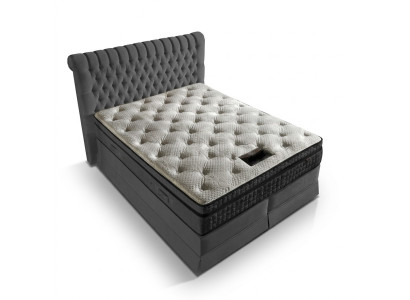 Gray luxury bedroom Chesterfield bed upholstery design luxury double beds