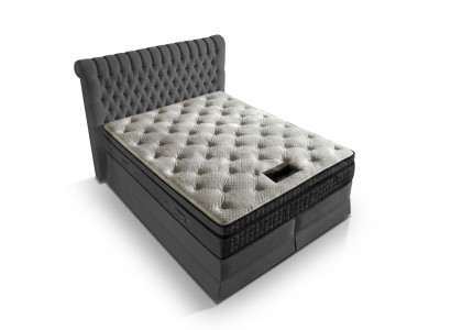 Gray luxury bedroom Chesterfield bed upholstery design luxury double beds