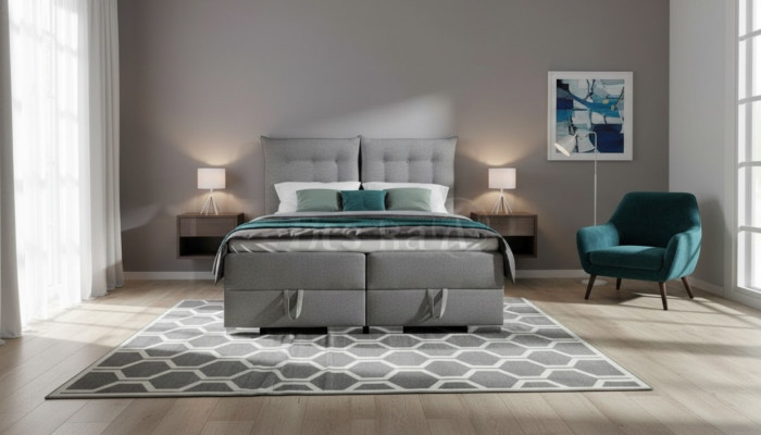 Box spring bed classic design upholstery English beds double bed beige bed