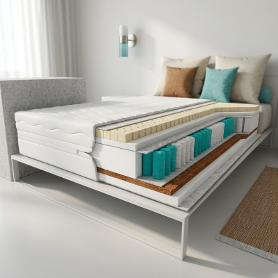 High-quality mattress, 7-zone mattress, bed visco foam 80x200cm