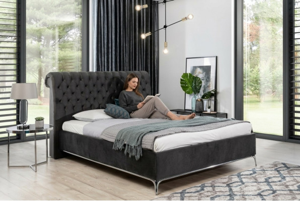 Black Chesterfield Luxury Double Bed Designer Bedroom Furniture