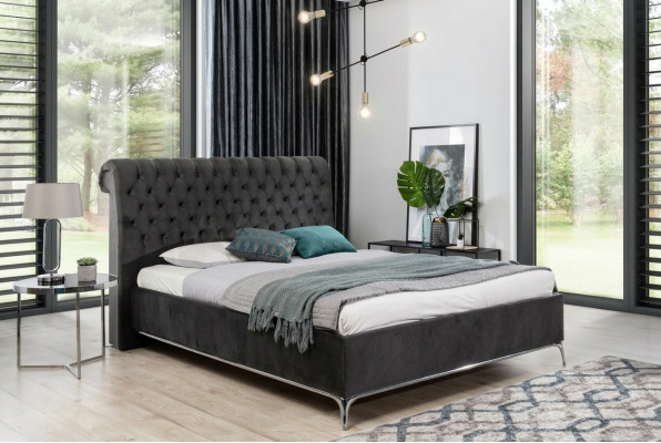 Black Chesterfield Luxury Double Bed Designer Bedroom Furniture