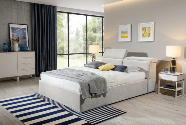 White 180x200 Bed Bedroom Beds Textile Leather Hotel Luxury Upholstery Big