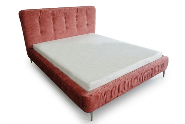 Modern beds, wood, leather, 180x200cm, upholstered, marital design, leather, hotel bed, pink, new