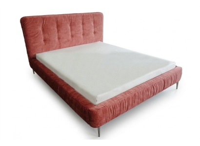 Modern beds, wood, leather, 180x200cm, upholstered, marital design, leather, hotel bed, pink, new
