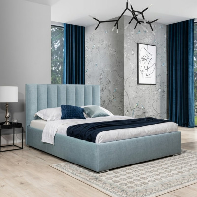 Blue bed modern bed frames upholstered furniture luxury hotel beds bedroom