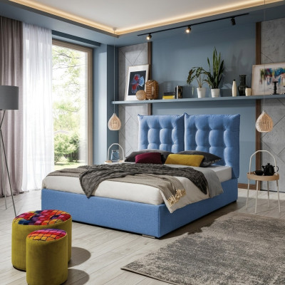Blue upholstered bed modern bed frames furniture luxury hotel beds bedroom