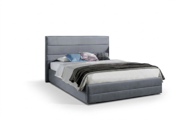 Classic Grey Designer Bed Bedroom Textile Leather Upholstery 180x200cm New