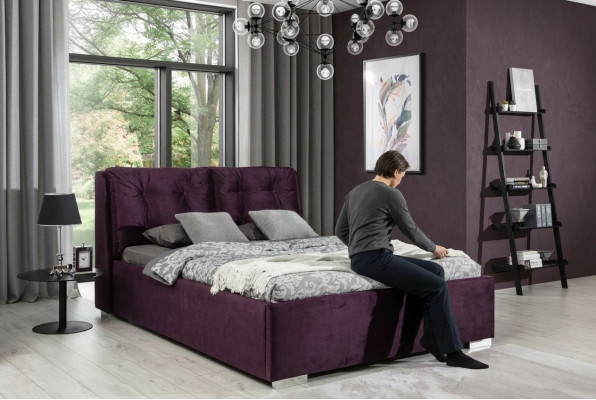 Lila upholstered bed, bed, double bed, textile designer bed, double bed, bed frame, beds