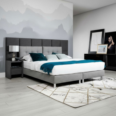 Designer bed bedroom beds textile leather hotel luxury upholstery velvet gray new