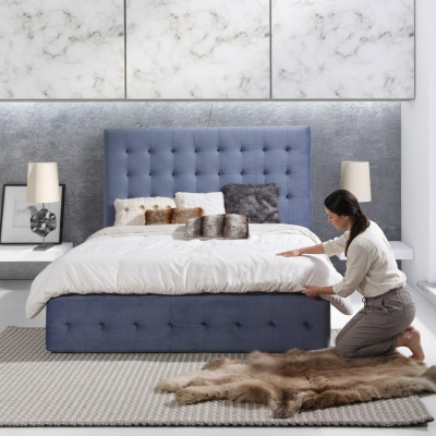 Leather bed, bed, beds, double bed, designer, upholstered, double bed, textile, 180x200cm, new