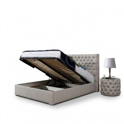 Modern Bed, White Stylish Chesterfield Double Bed, Design Beds, Upholstered Bed