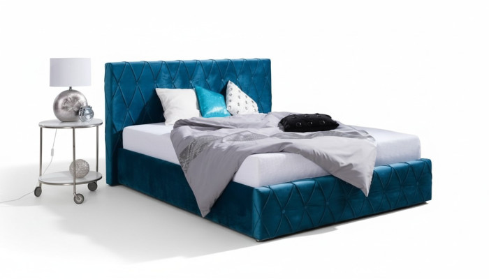Design Turkish Blue Bed Textile Leather Hotel Beds Bedroom Velvet Upholstery