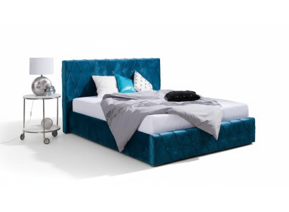 Design Turkish Blue Bed Textile Leather Hotel Beds Bedroom Velvet Upholstery