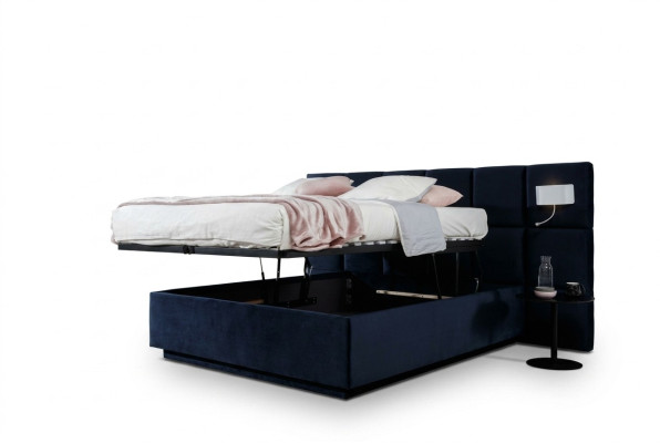 Bed Double Beds Luxury Bedroom 200x200cm Bed Box Fabric Lighting New