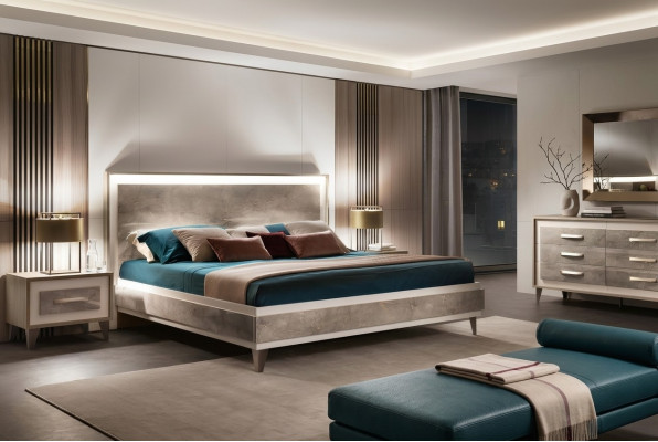 Arredoclassic Italian Bedroom Furniture Design Set Bed Nightstand