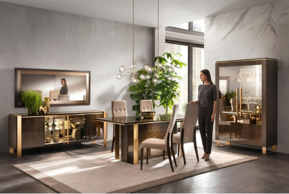 Modern dining room table + 6 chairs set group Italian style