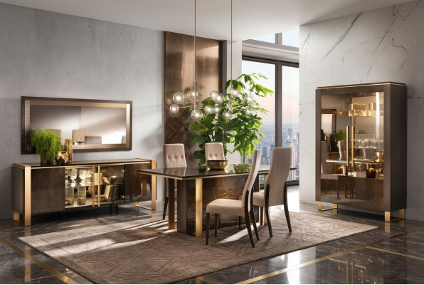 Modern dining room table + 6 chairs set group Italian style