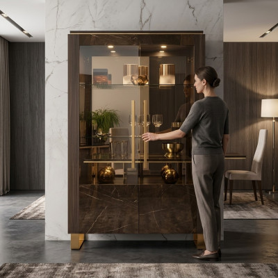 Glass cabinet display cabinet luxury cabinet wood style glass shelf cabinets
