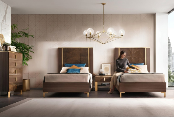 2x bed + nightstand 3-piece bedroom set designer luxury bedroom