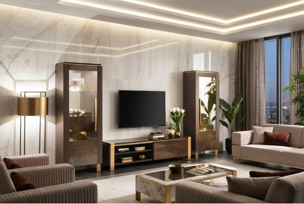 Living room furniture set designer living room sideboard 2x showcase 3-piece.